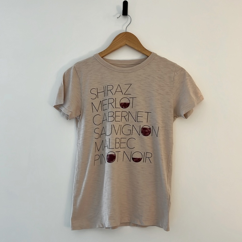 Tan/Pink Wine Themed J.Crew T-Shirt